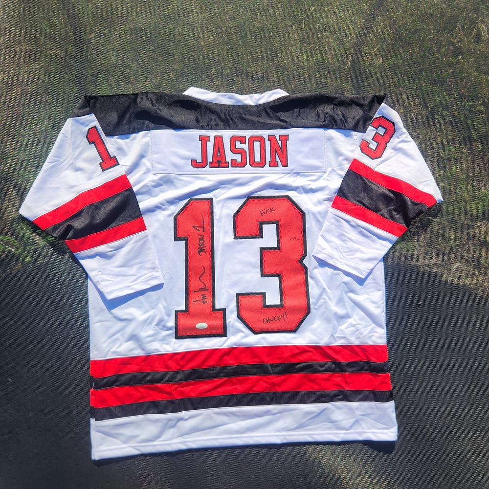 JASON Hockey Jersey XL Kill for White Hockey Jersey with Red and Black Stripes